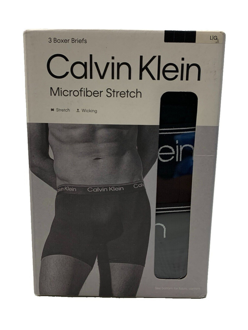 Calvin Klein Men's Microfiber Stretch Boxer Briefs Wicking Large Black - 3 PACK